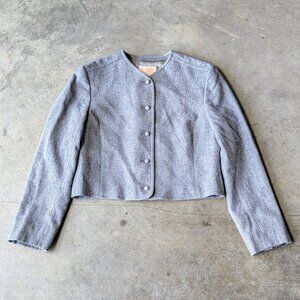 Vintage Pendleton Woolen Mill Gray Cropped Wool Blazer Jacket size 10